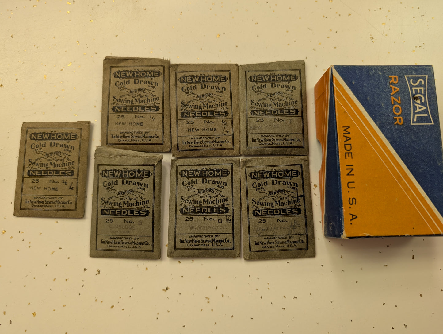 Vintage Razor Box filled with New Home Sewing Machine Needles