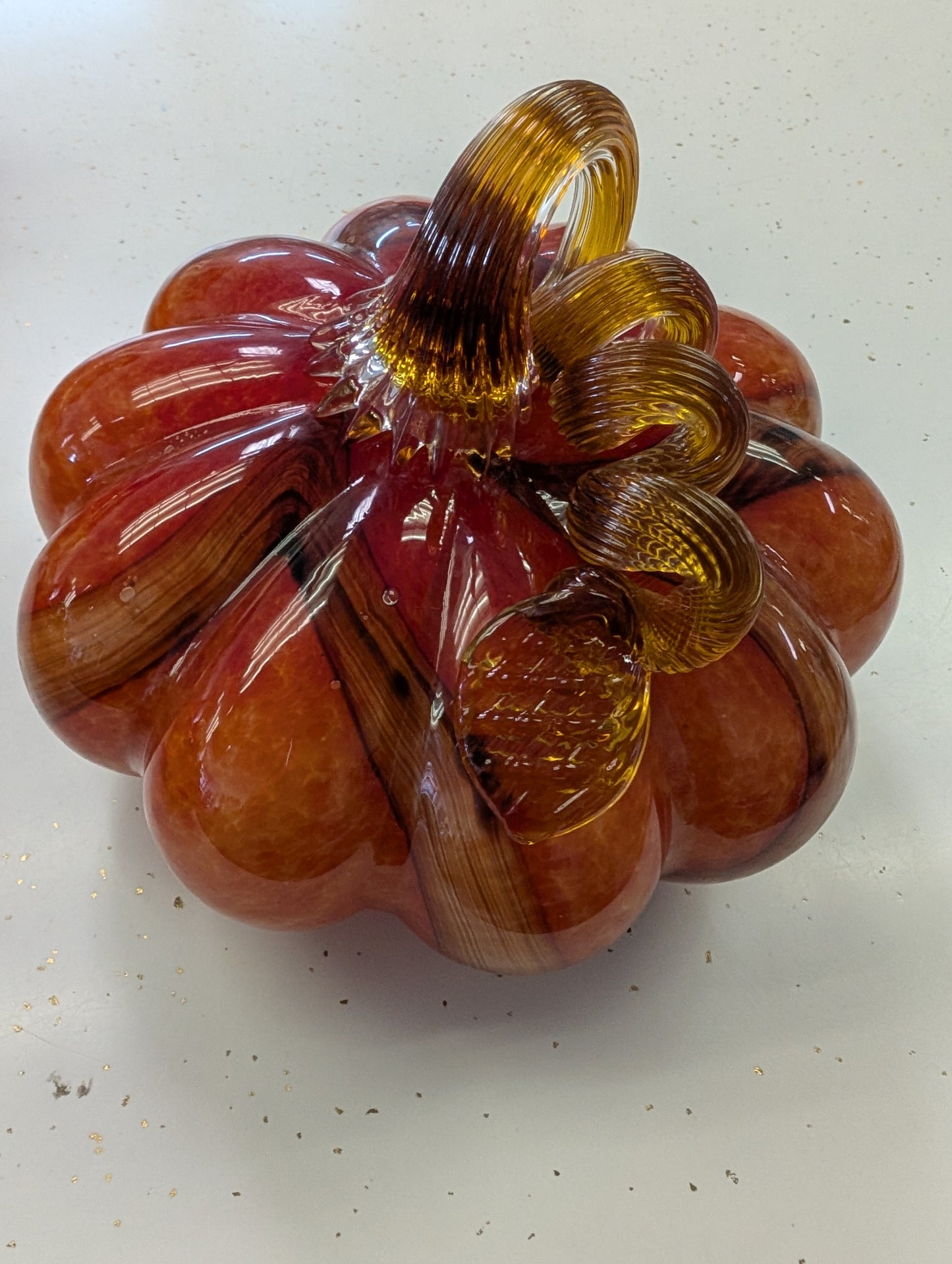 Handblown Glass Pumpkin 6.7" H