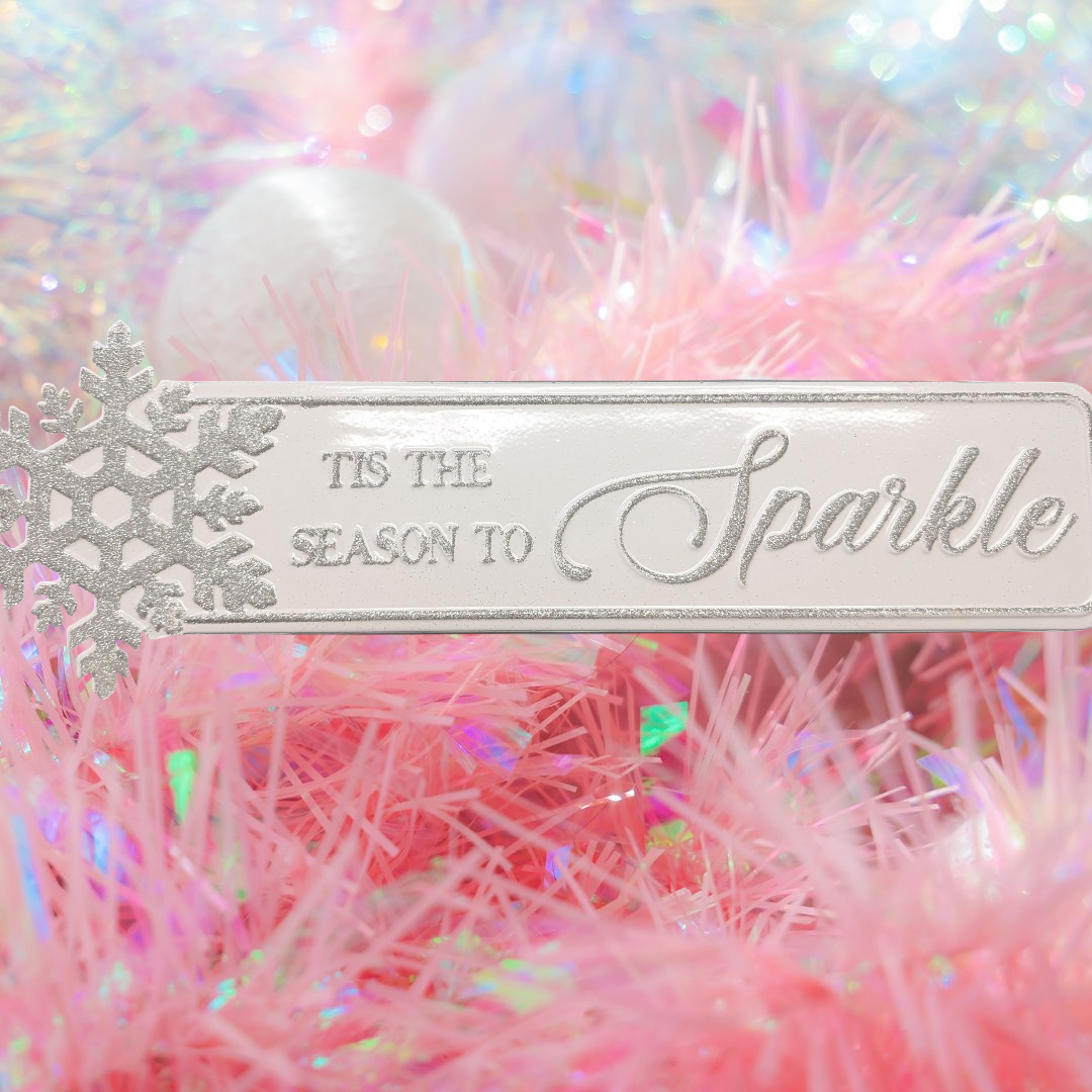 TIS the Season to Sparkle Embossed Metal Holiday Wall Sign 20"L