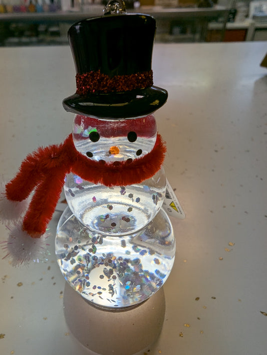 LED Snowman Ornaments  - mini snowglobe