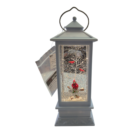 Lantern Shaped Water Globe – Cardinal Designs (10.6”H, Battery Operated)
