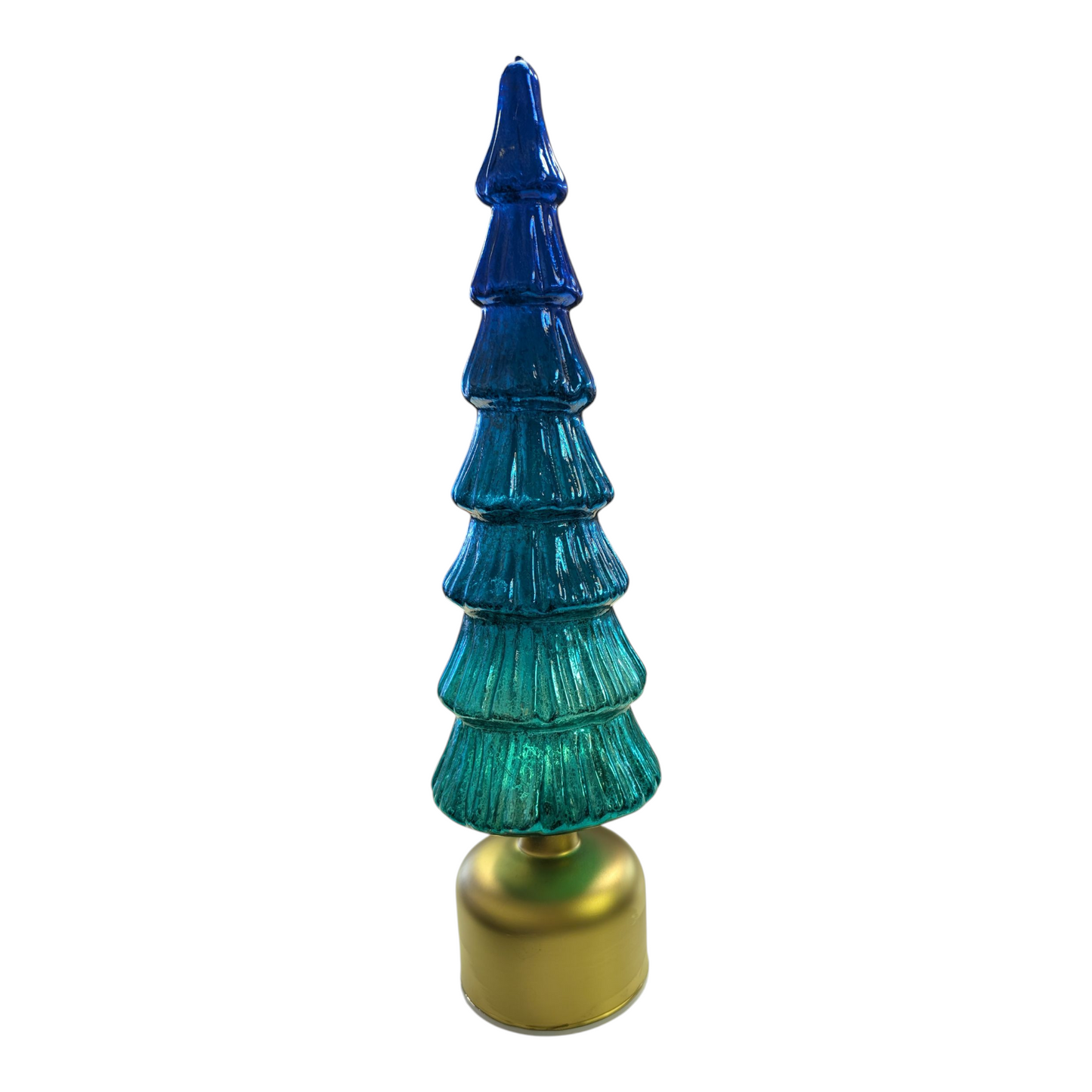 14" Lighted Rotating Mercury Glass Tree with Twinkle Lights & Timer