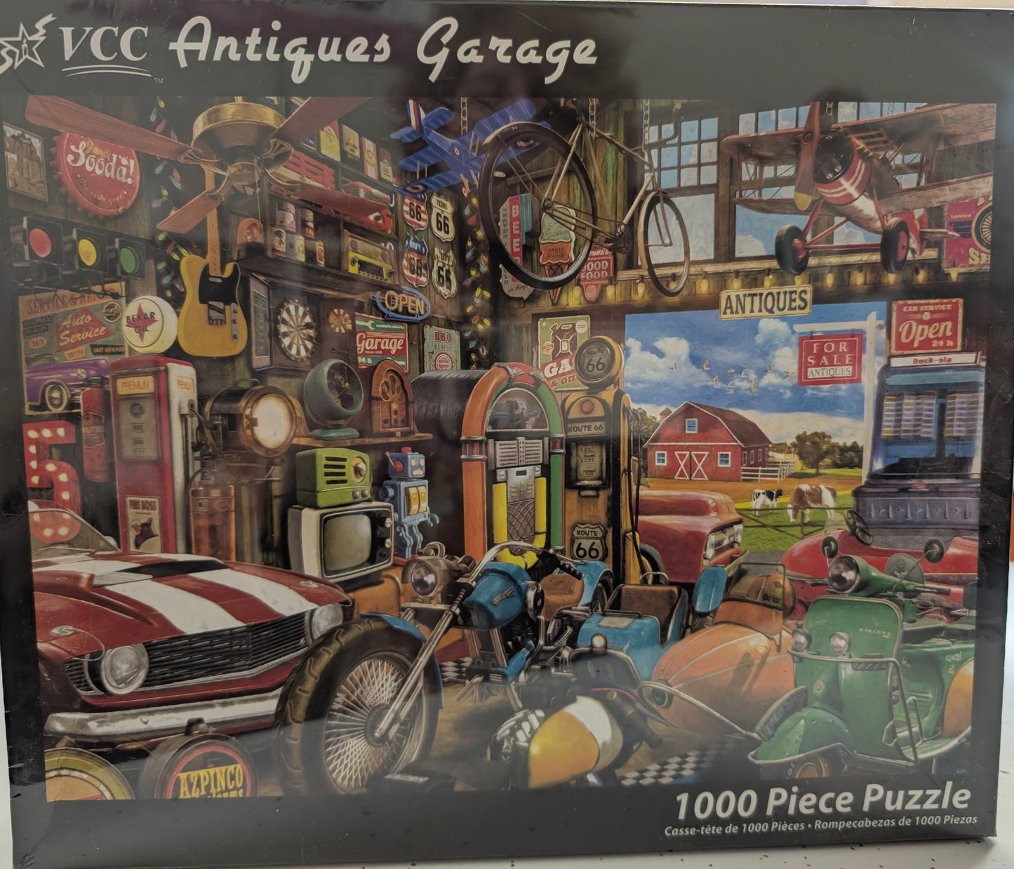 Antiques Garage – 1000-Piece Puzzle by Rafael Trujillo