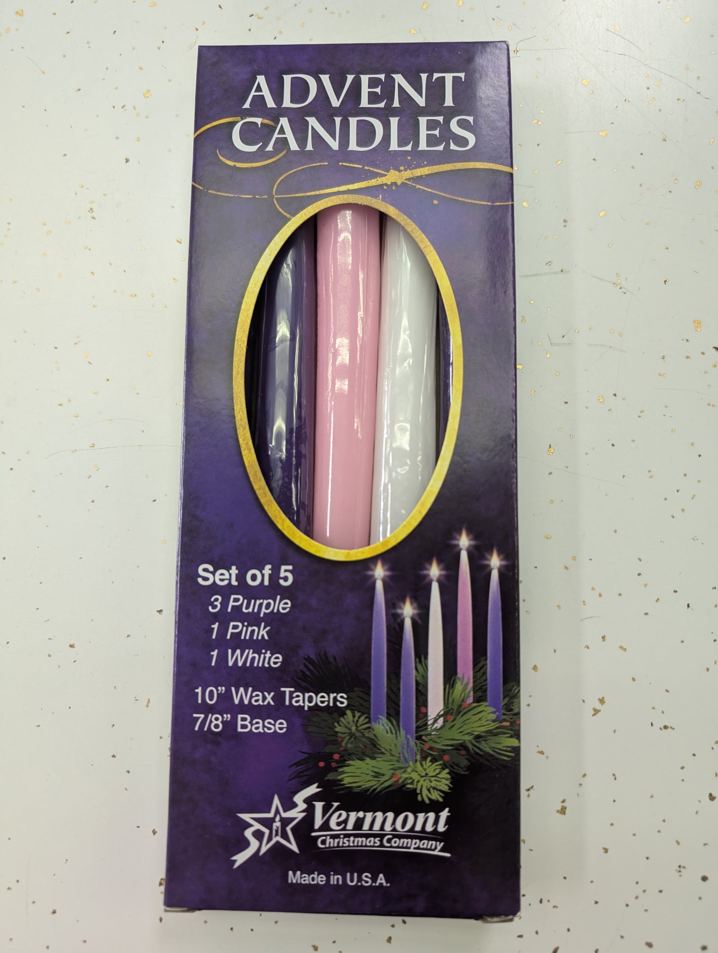 Advent Candle Set – 10" Wax Taper Candles (Set of 5)