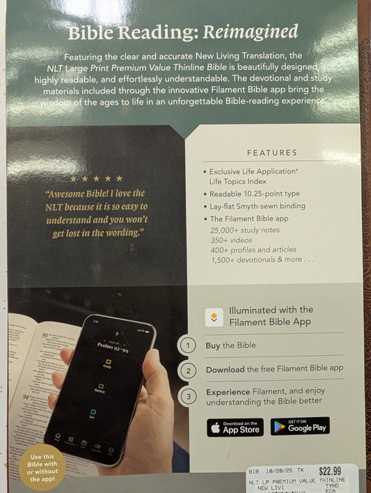 New Living Large Print Thinline Bible - Brown Celtic Cross Leatherlike