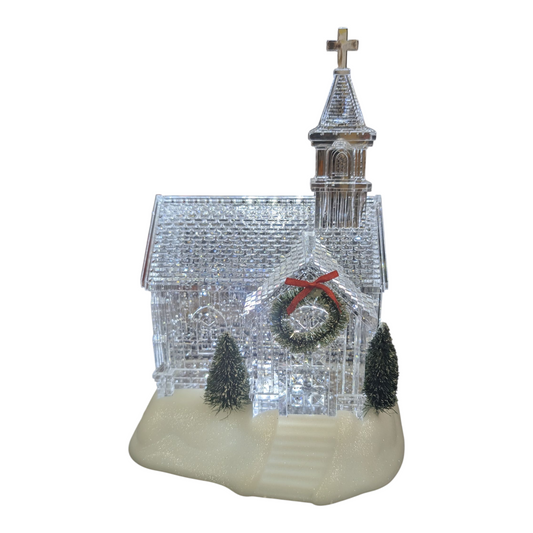 9.25" Lighted Water Globe Church