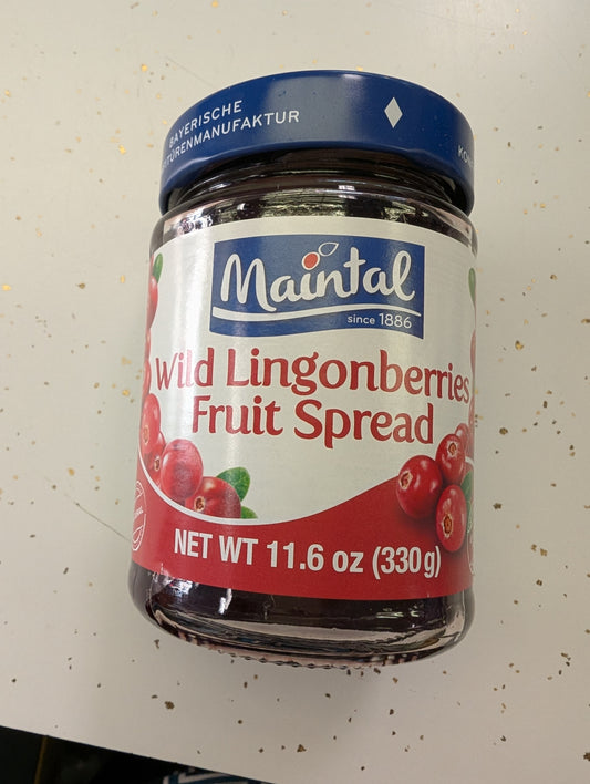 Maintal Wild Lingonberries Fruit Spread – 11.6 oz (Imported from Germany)