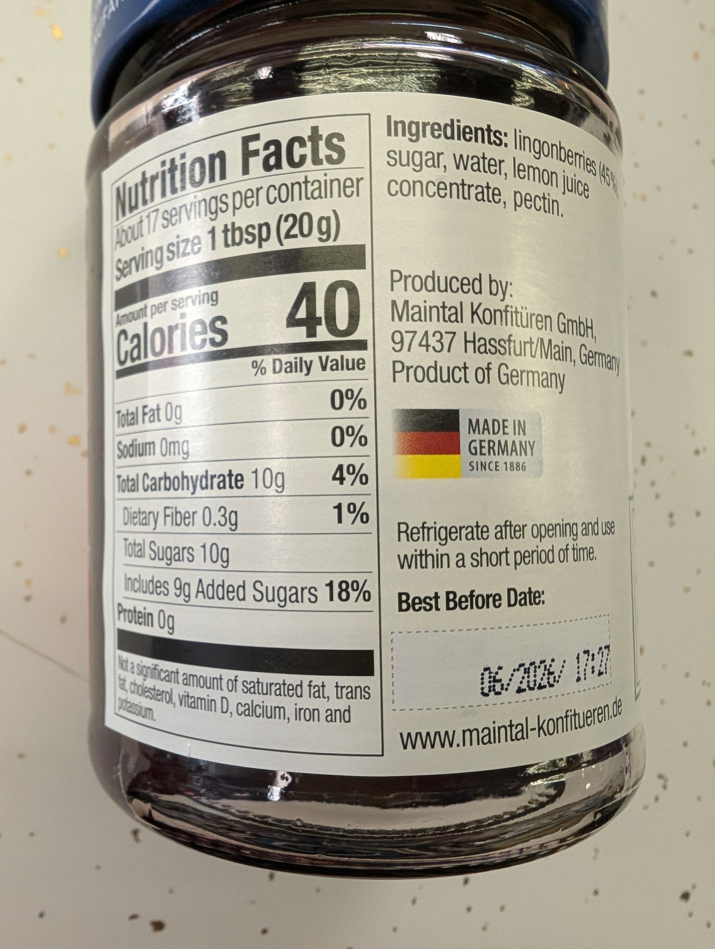 Maintal Wild Lingonberries Fruit Spread – 11.6 oz (Imported from Germany)