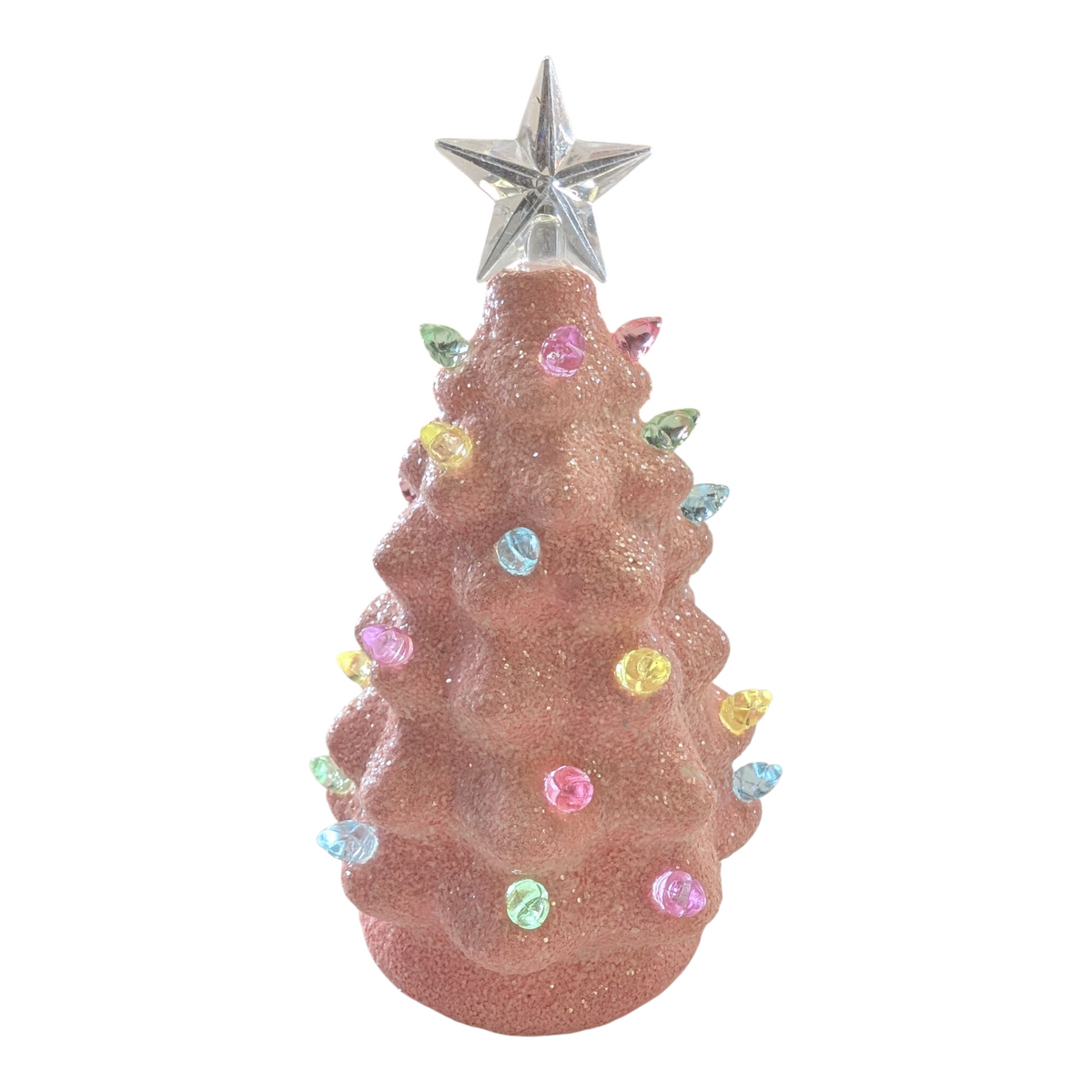 Pastel Lighted Ceramic Christmas Tree – 8" Battery Operated with timer (Pink, Mint Green, Lt. Blue)
