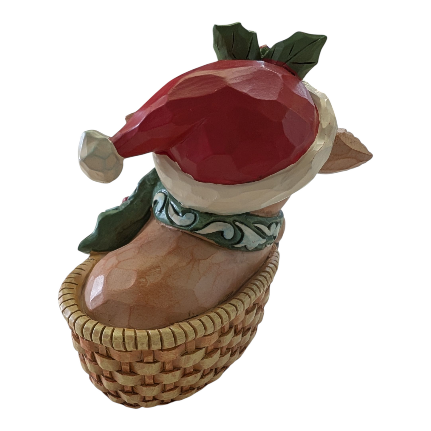 Jim Shore Mini Highland Cow in Basket – Holiday Figurine