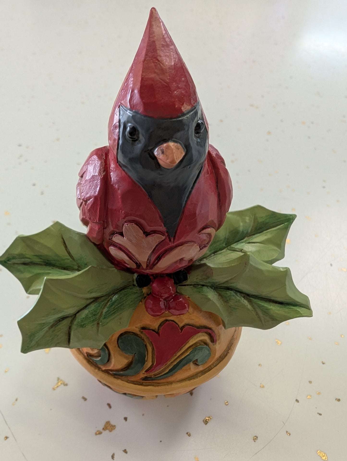 Jim Shore Mini Cardinal on Jingle Bell – Holiday Figurine