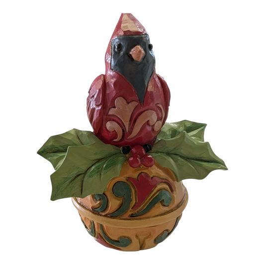 Jim Shore Mini Cardinal on Jingle Bell – Holiday Figurine