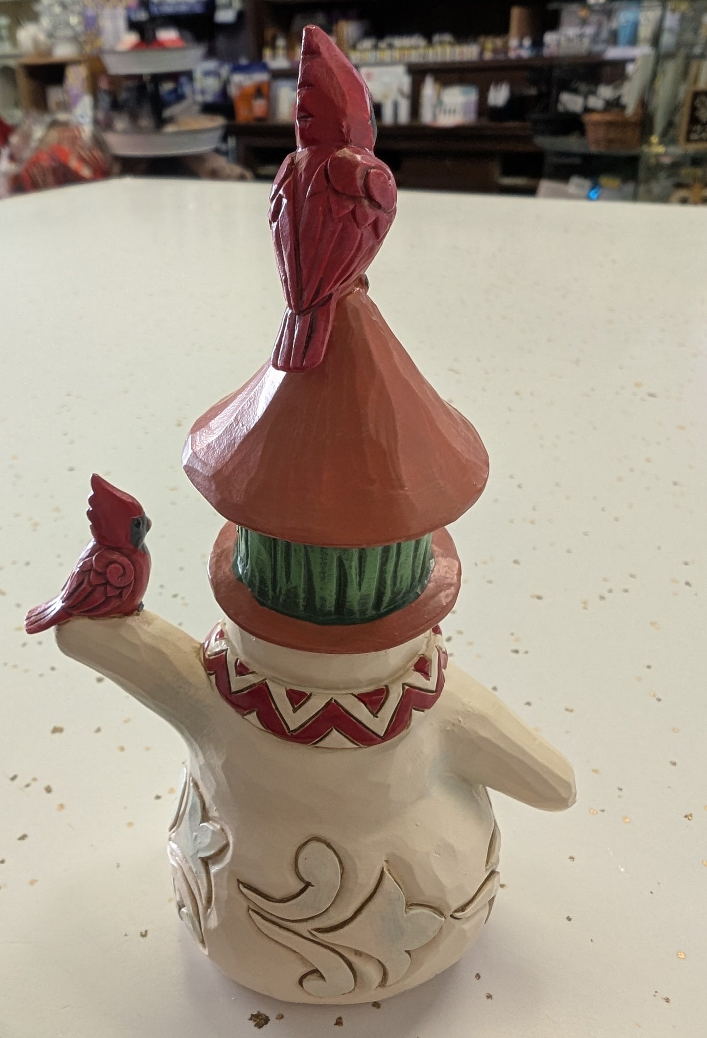 Jim Shore Mini Snowman with Cardinals & Birdhouse Hat