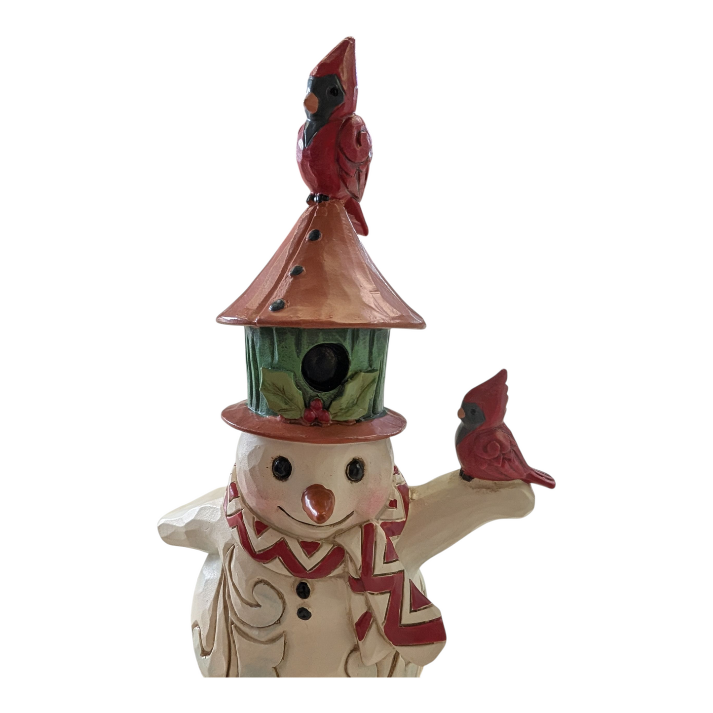 Jim Shore Mini Snowman with Cardinals & Birdhouse Hat
