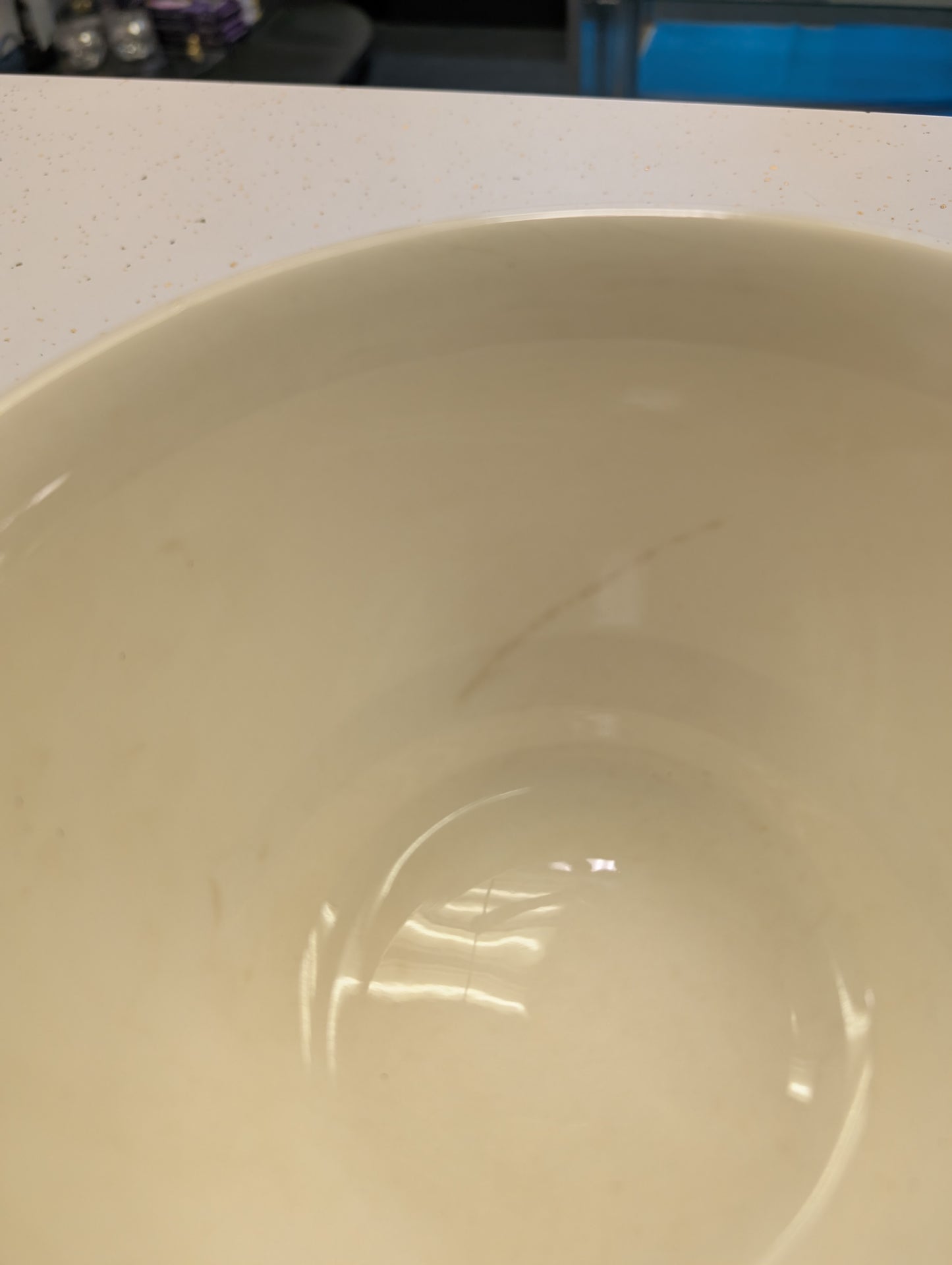 1940s Vintage Nelson McCoy Pottery Blue & Pink Stripe Bowl – USA #108