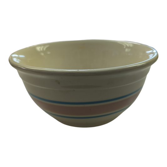 1940s Vintage Nelson McCoy Pottery Blue & Pink Stripe Bowl – USA #108