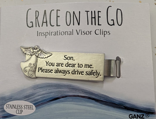 Grace on the Go – Inspirational Stainless Steel Visor Clips