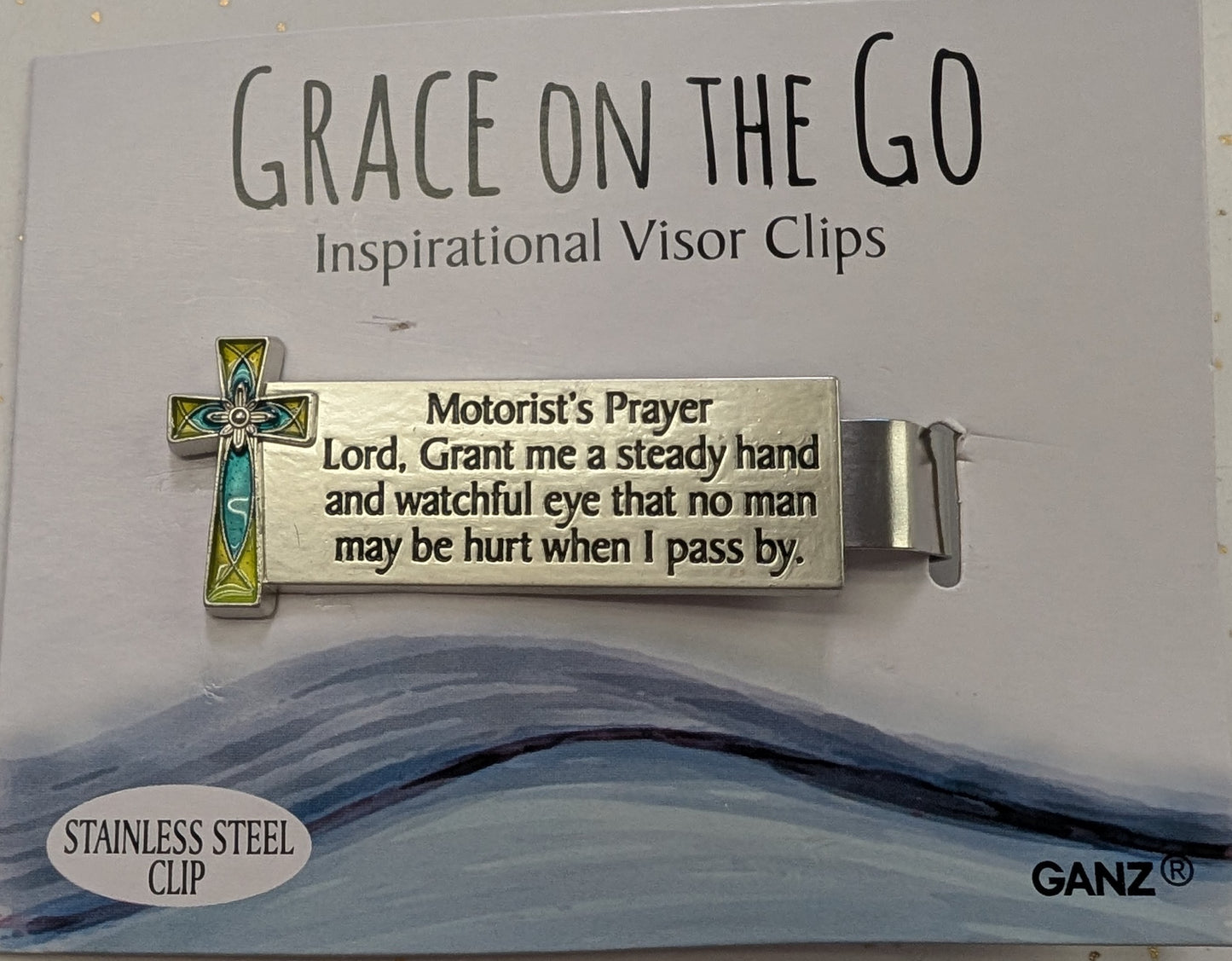Grace on the Go – Inspirational Stainless Steel Visor Clips