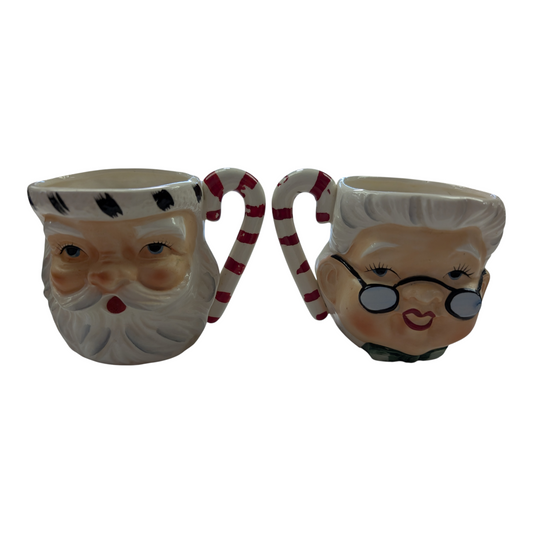 1950s Double-Sided Mrs. Claus and Santa Mug by Lefton