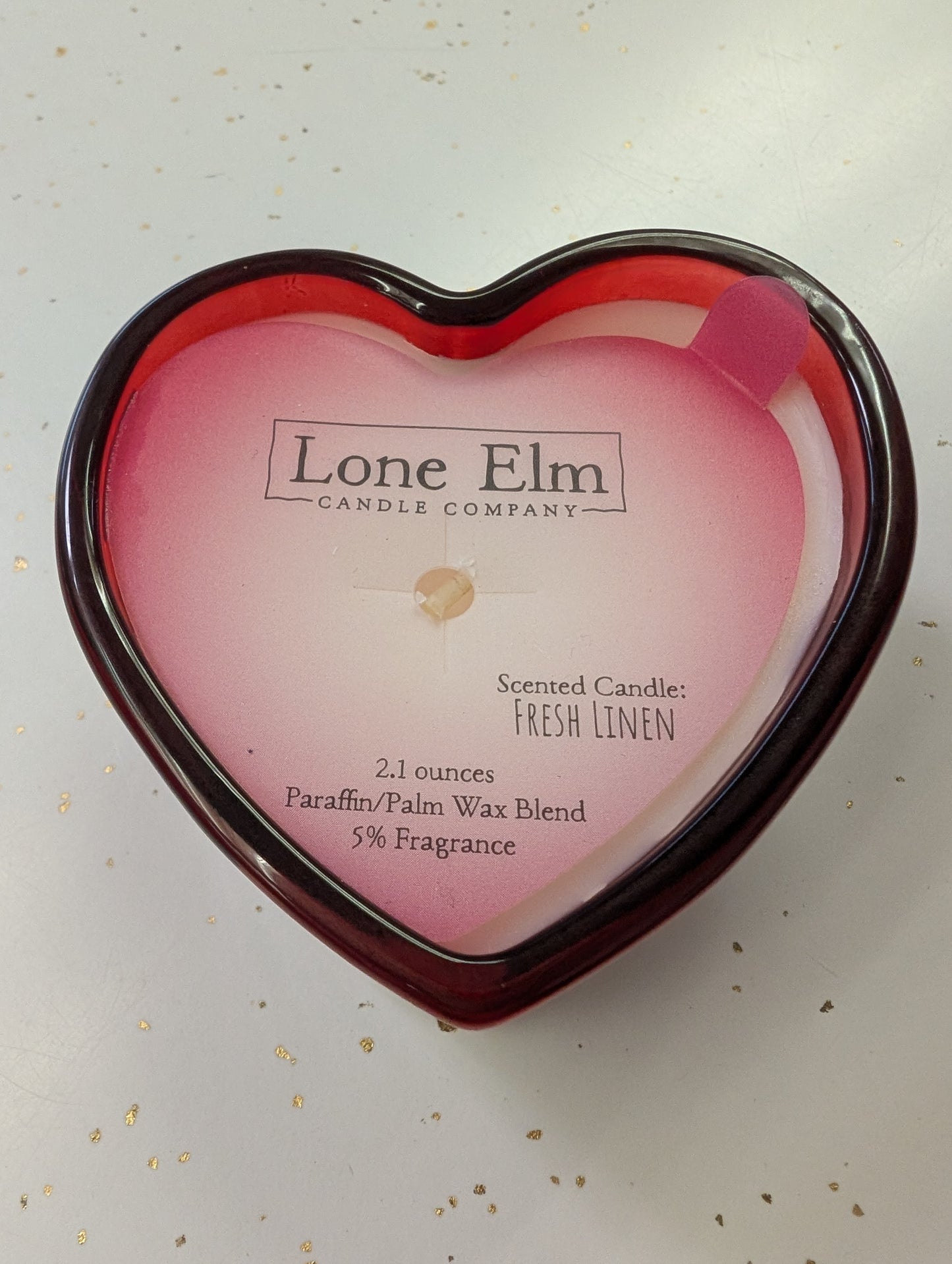 Heart Shaped Glass Candle – Fresh Linen (2.1 oz)