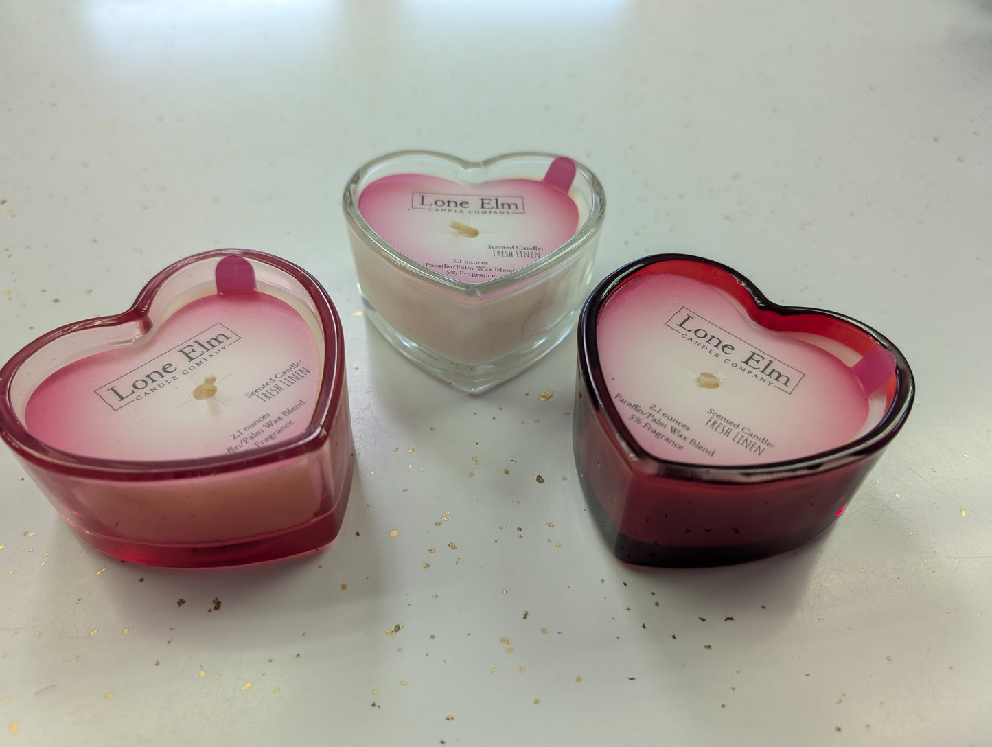 Heart Shaped Glass Candle – Fresh Linen (2.1 oz)