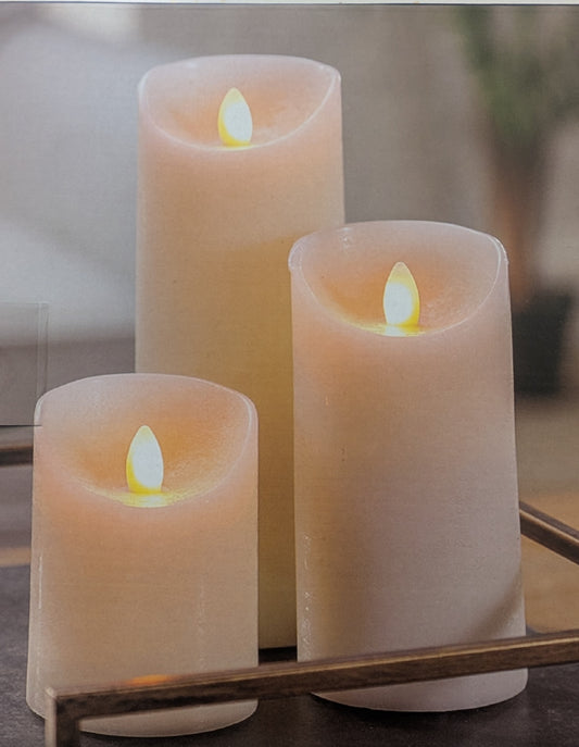 Aurora Dancing Flame LED Pillar Candles – Set of 3 with remote