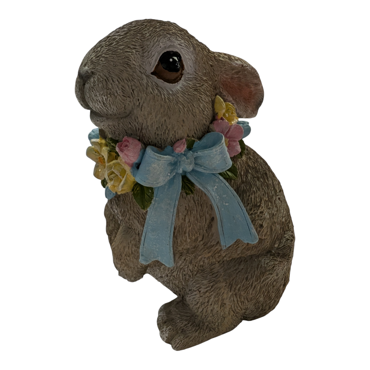 Adorable Resin Bunny with Floral and Big Bow 6.3"