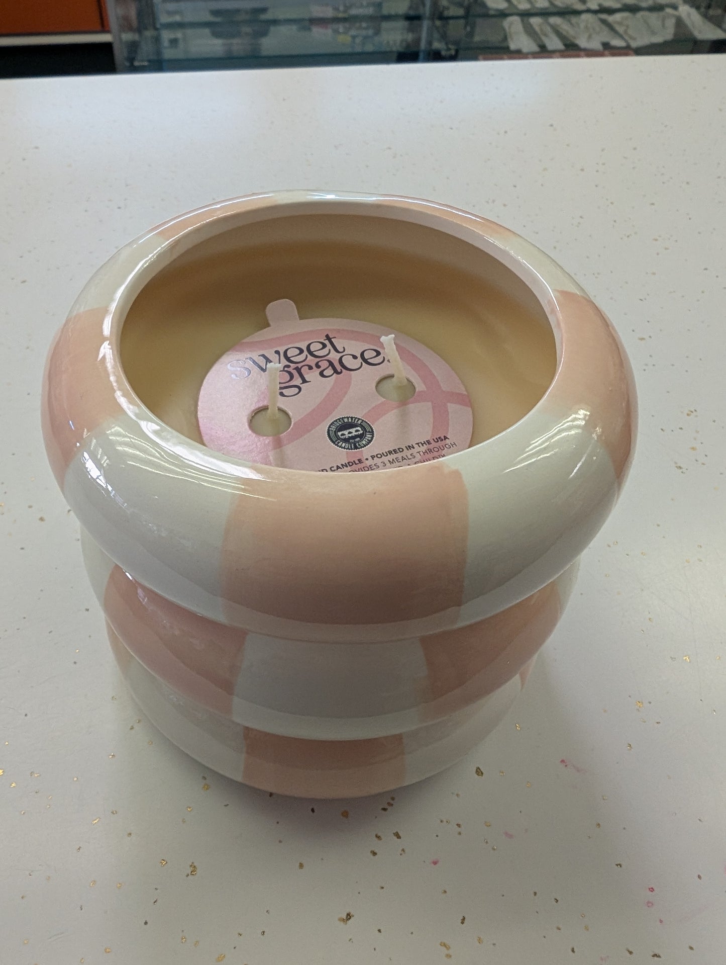 Sweet Grace Candle #074 – Pink Checkered Ceramic by Bridgewater