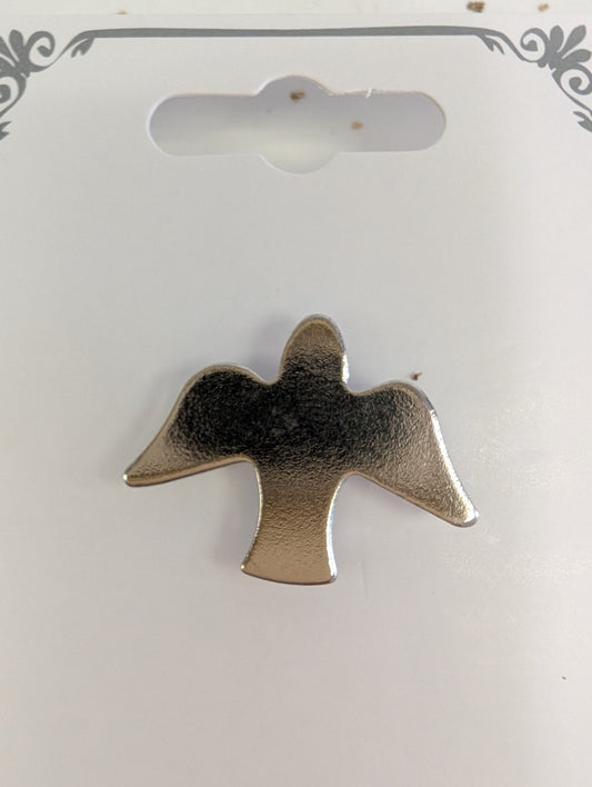 Descending Dove Lapel Pin — Silver Tone