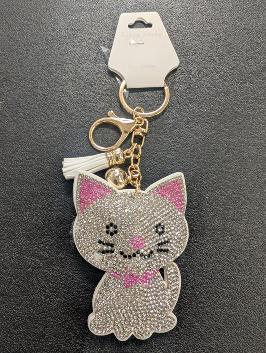 Crystal Cat Bag Charm – Pink & Silver
