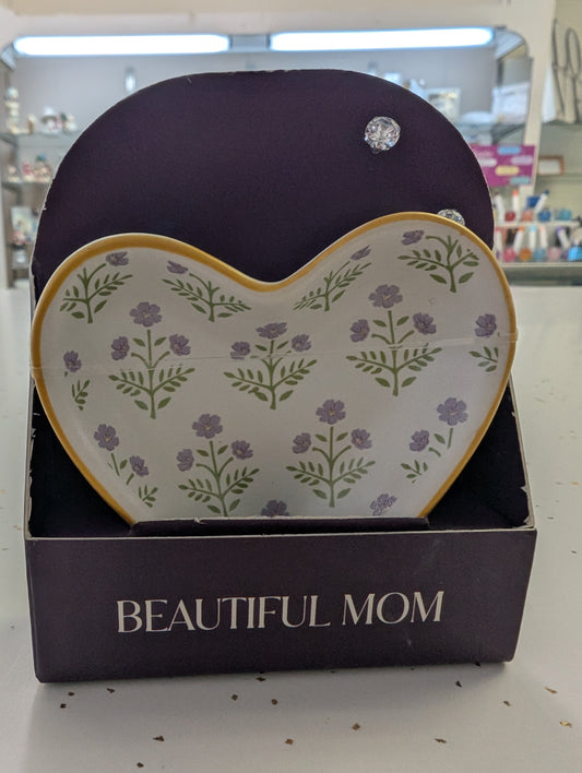 “Beautiful Mom” Trinket Dish &amp; Earring Set