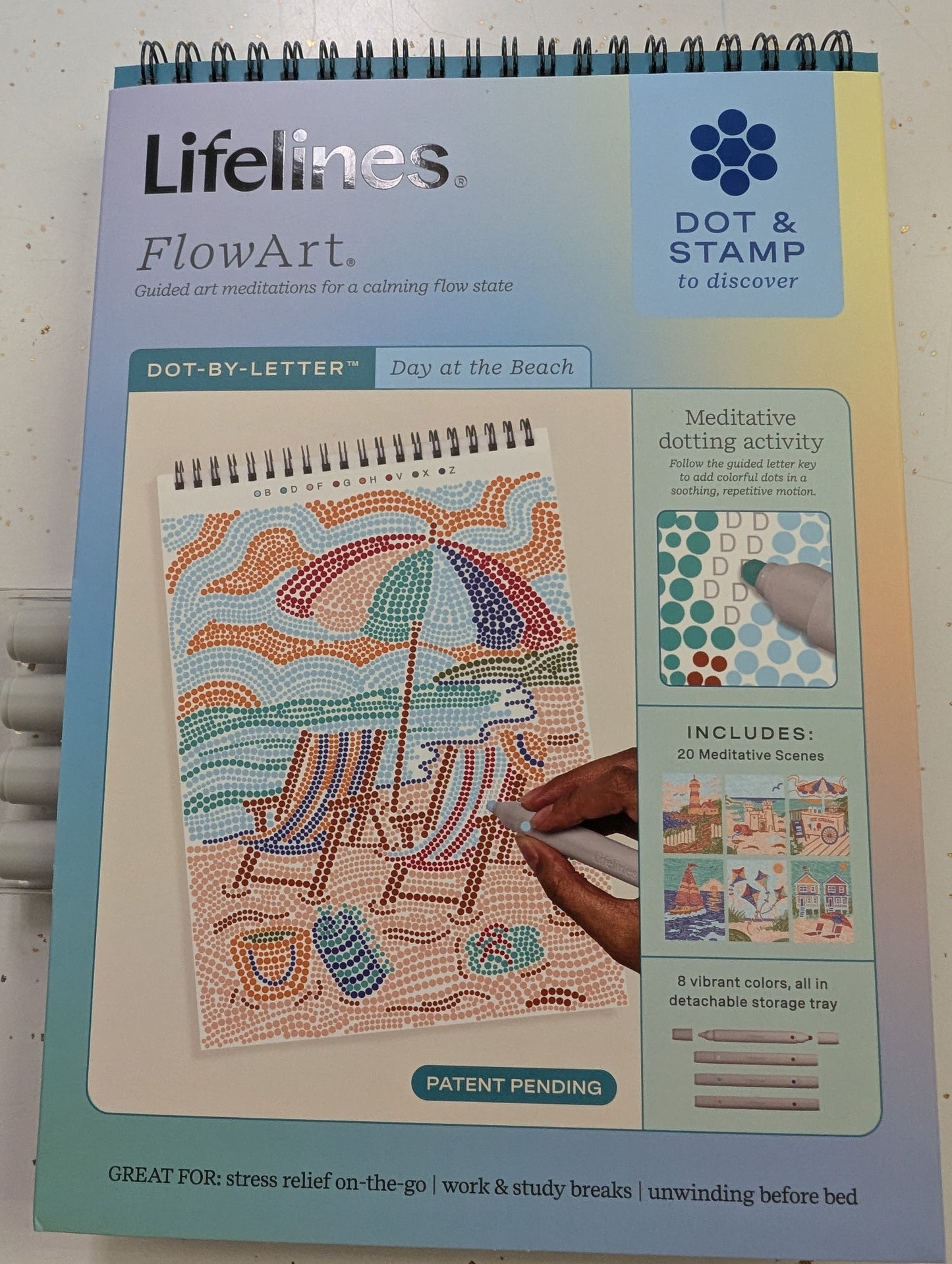 Lifelines FlowArt™ Day at the Beach Dot-by-Letter Art Meditation Pad