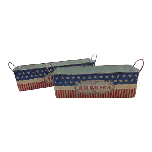 Americana Metal Decorative Bucket