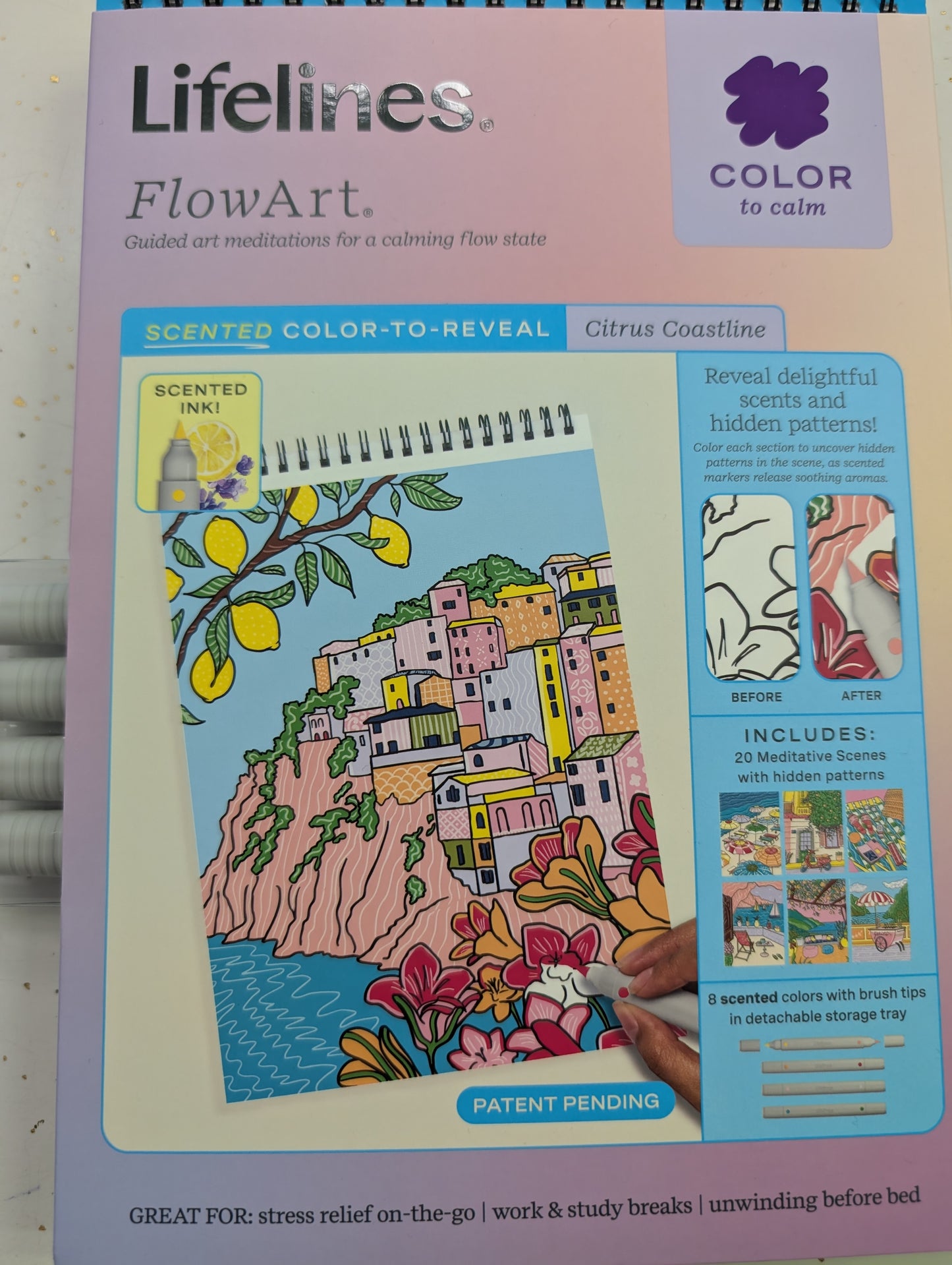 FlowArt® Color to Calm – Scented Color-to-Reveal: Citrus Coastline