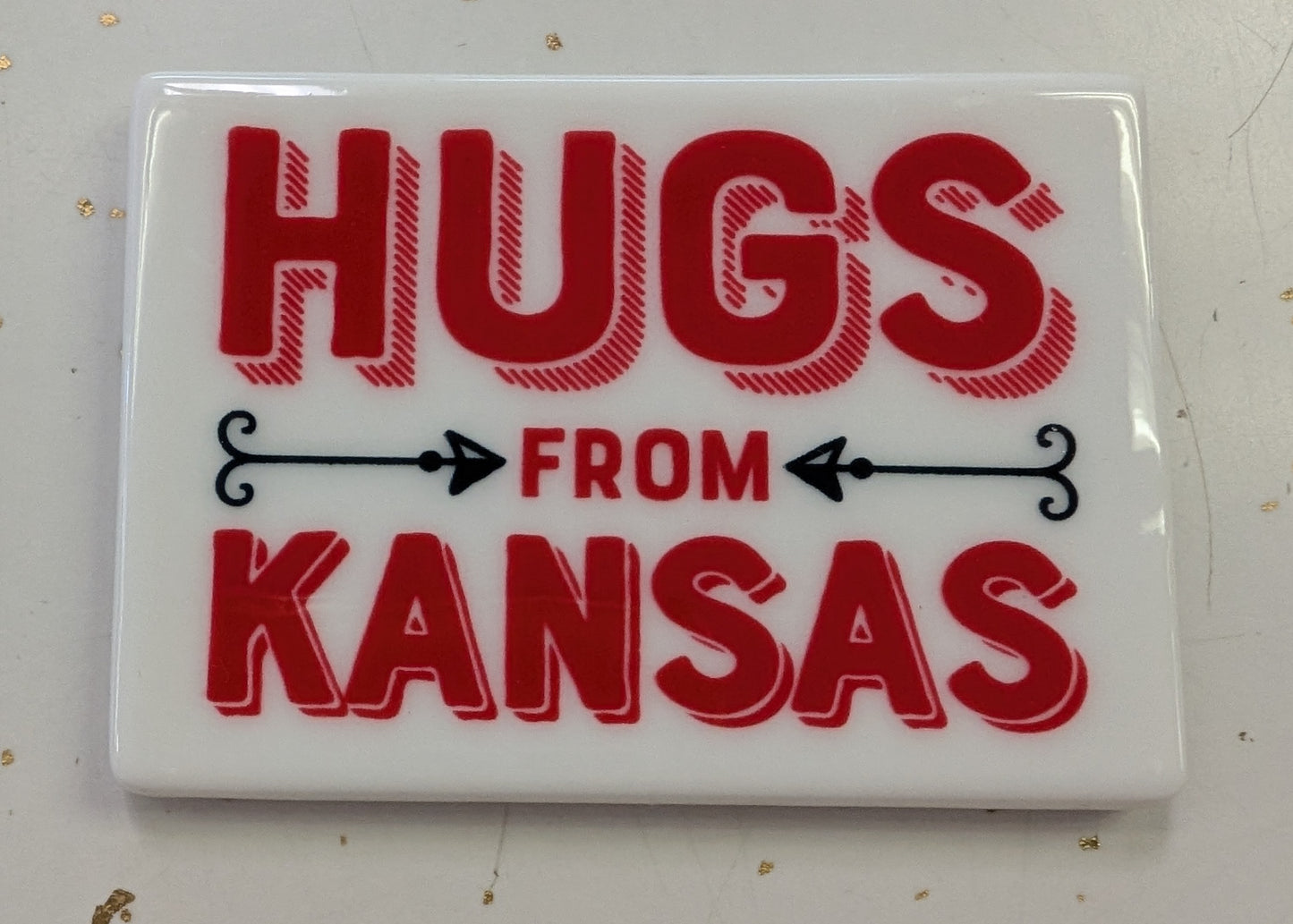 Hugs from Kansas Ceramic Magnet