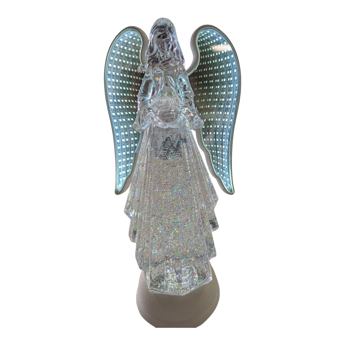 14" Lighted Angel with Spinning Glitter & Infinity Wings