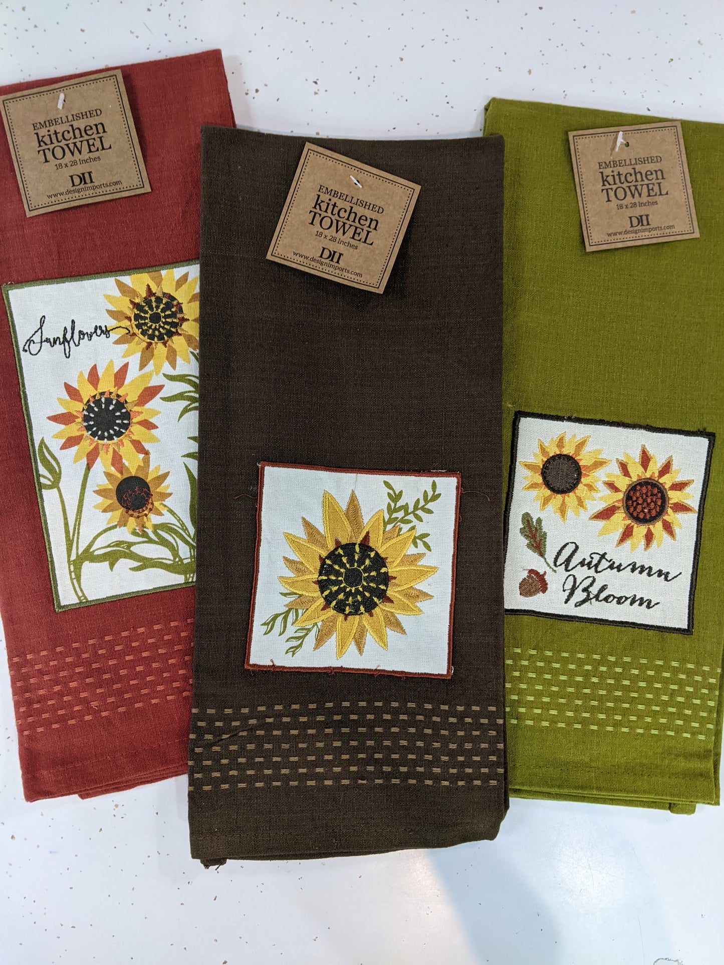 Rustic Sunflower Embellished Dishtowels