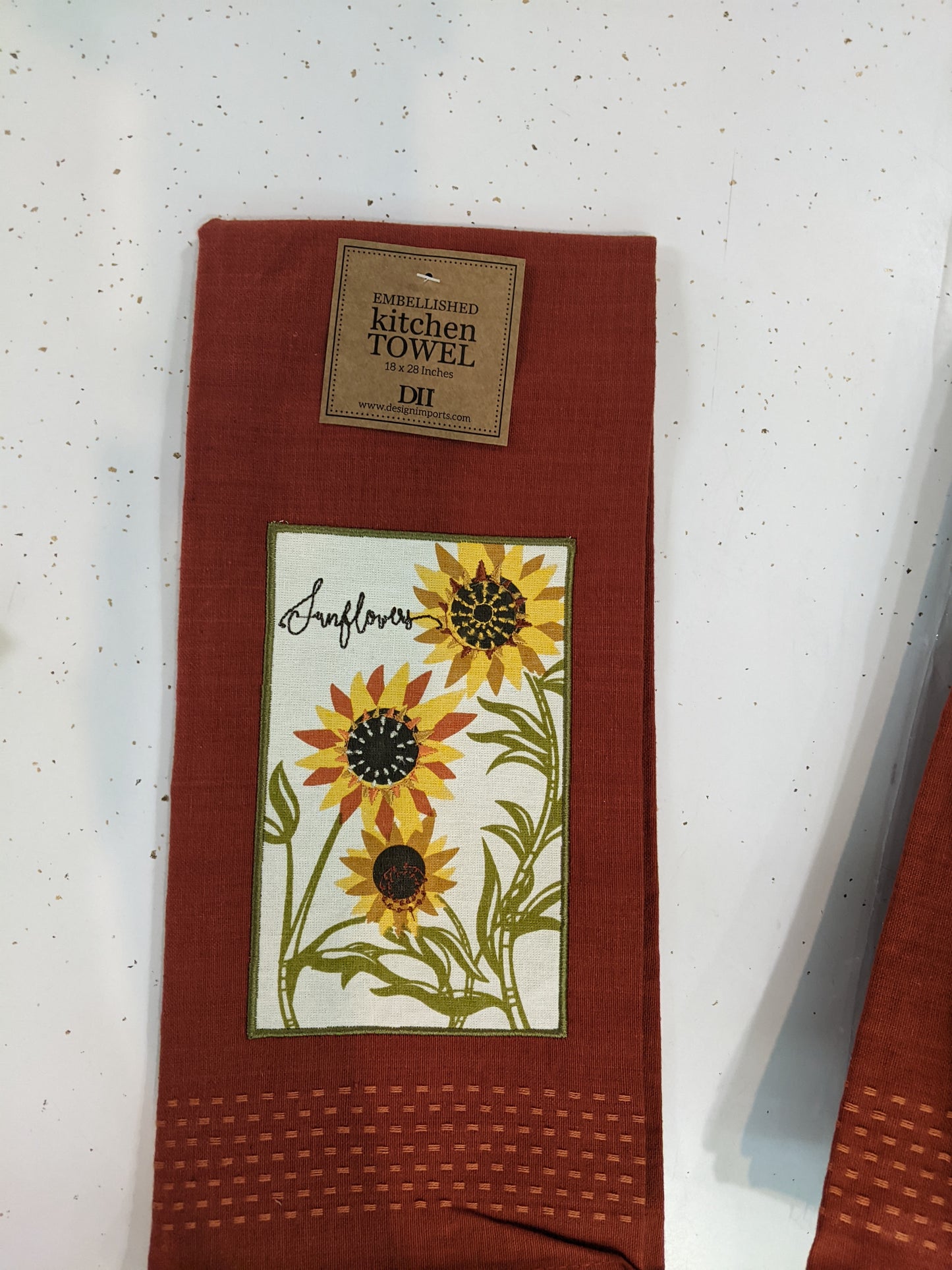 Rustic Sunflower Embellished Dishtowels