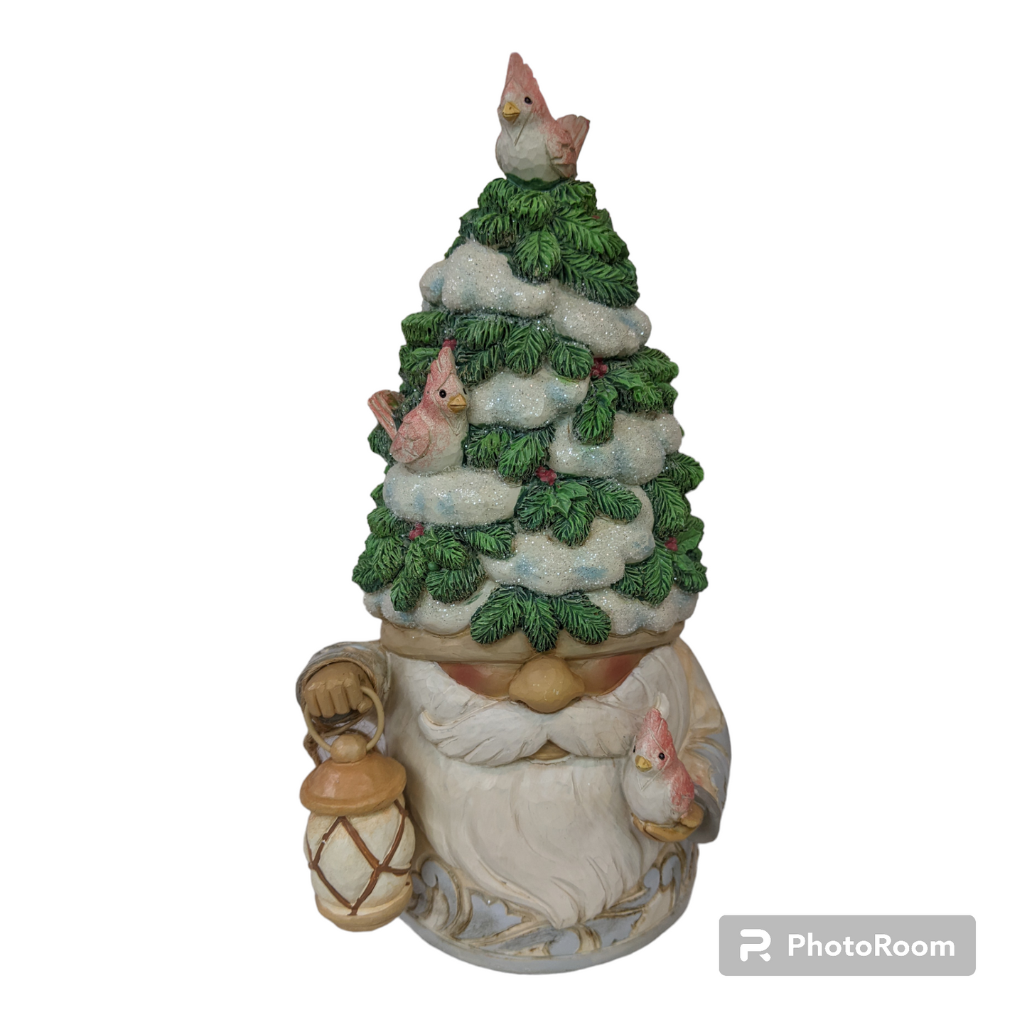 Jim Shore White Woodland Gnome with Evergreen Hat