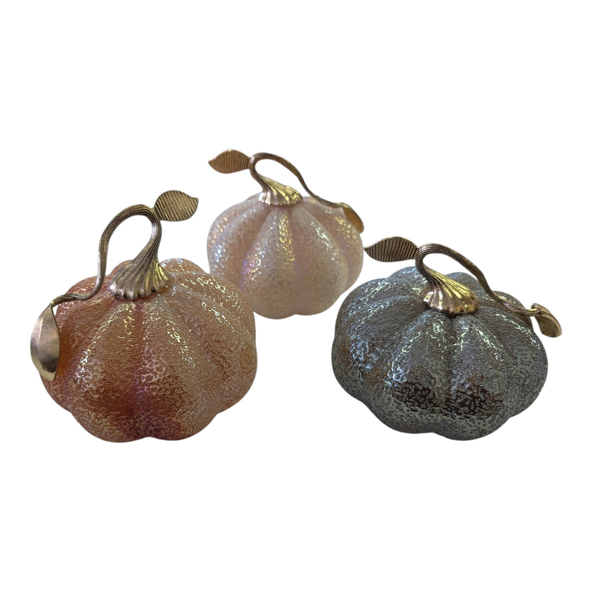 Handblown Glass Pumpkin with metal stem