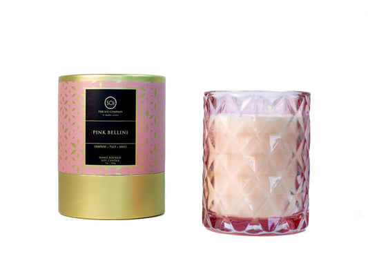 Pink Bellini Shimmer Candle – Champagne, Peach & Mango