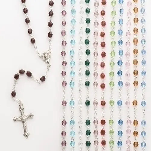 Birthstone Rosary — 17.5" Glass Beads