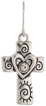 Silver Heart Cross Earrings