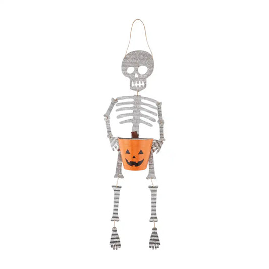 Metal Skeleton Candy Bucket Door Hanger