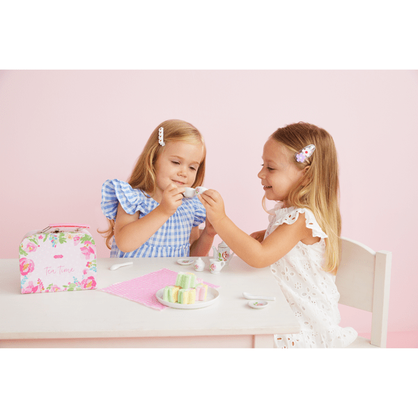 Children’s Pink Ceramic Tea Set with Carrying Case