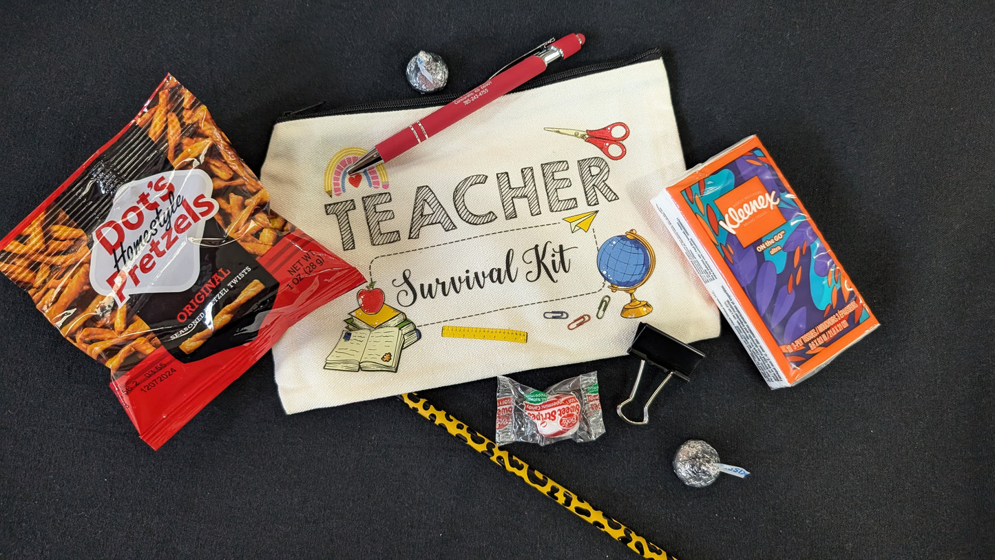 Back to School Teacher Survival Kit Pouch