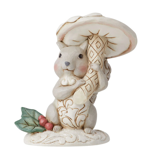 Jim Shore White Woodland Squirrel with Mushroom