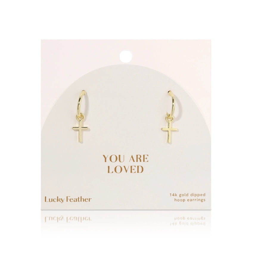 You are Loved - Gold Cross Earrings