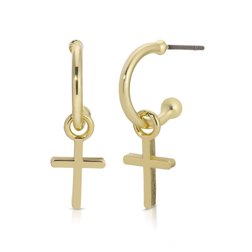 You are Loved - Gold Cross Earrings