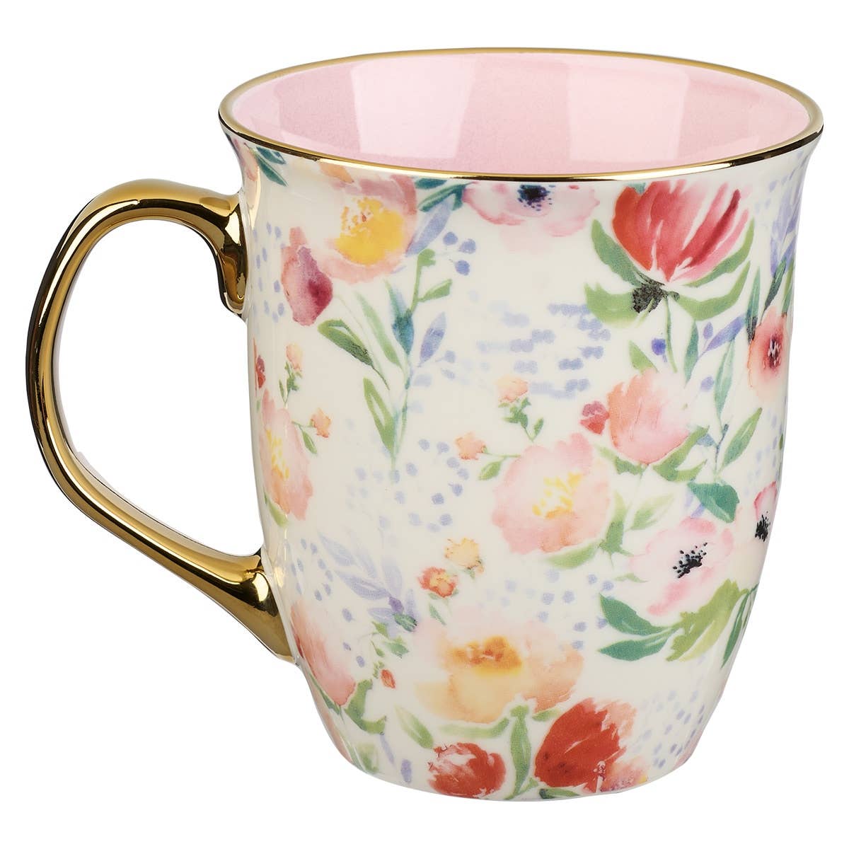 Mug Pink/White Floral Strength & Dignity Prov. 31:25